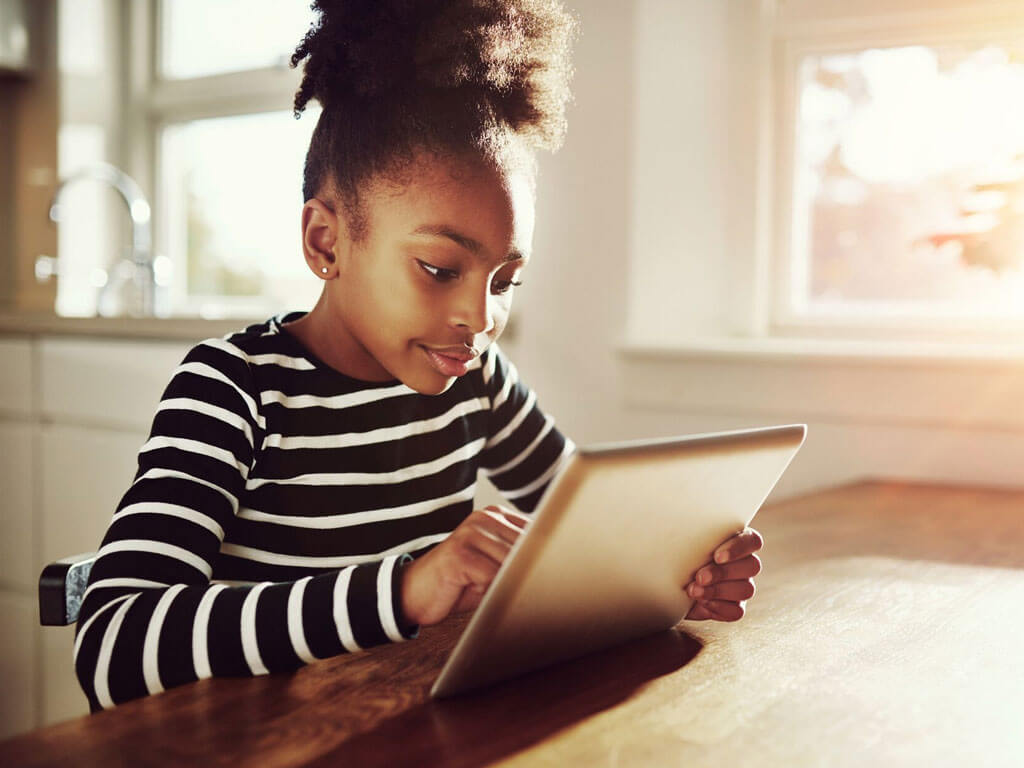 Young girl using a tablet