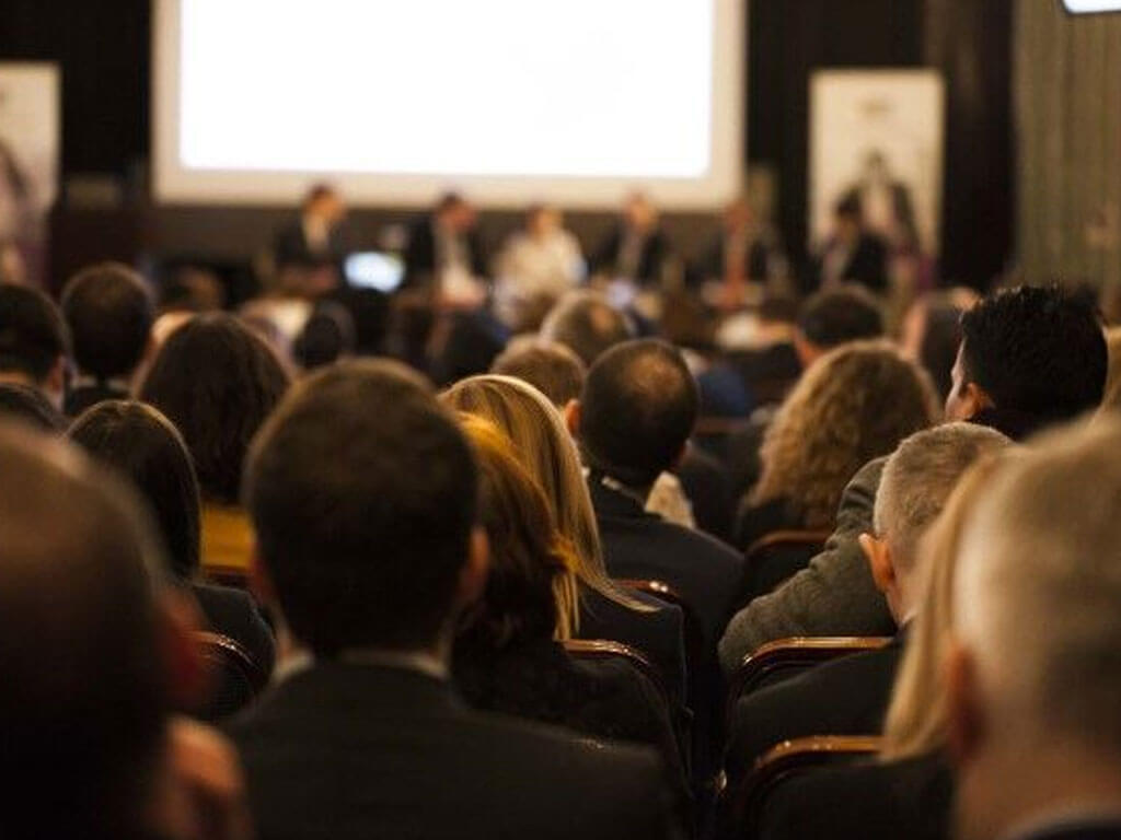 View of a presentation from the audience