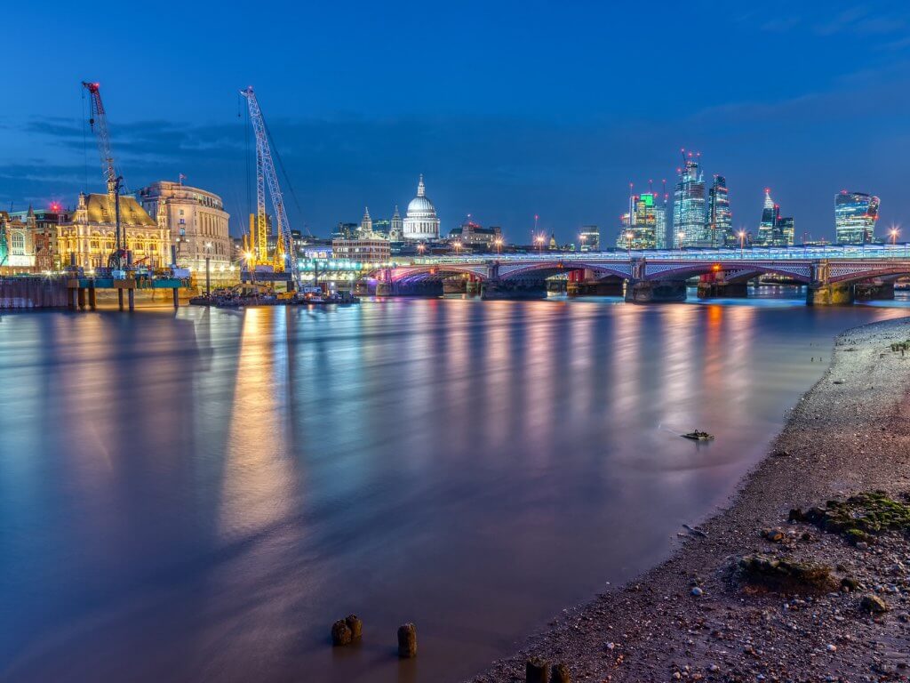 Nightview of financial centre in London