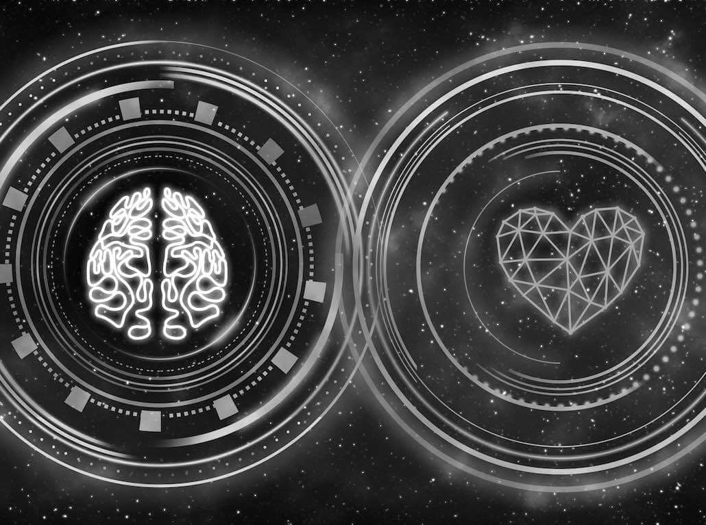 Abstract picture of brain and heart connect via technology