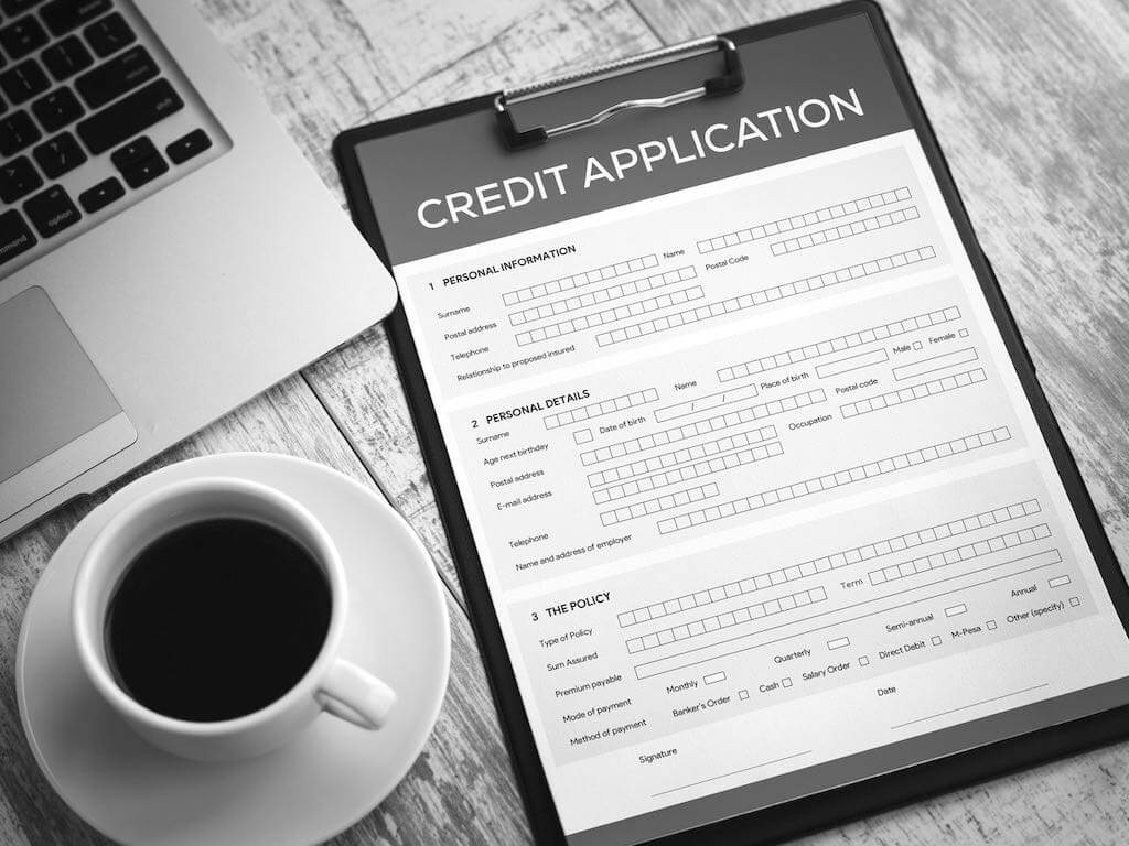 Credit application form in paper
