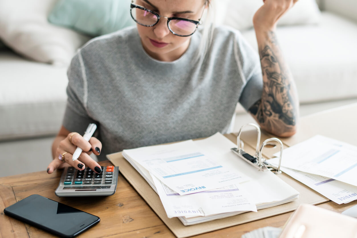 Woman doing her accounts